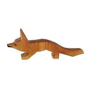 Vintage Erzgebirge Wood Carved Fox Miniature Figurine Germany